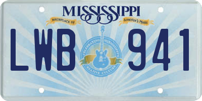 MS license plate LWB941