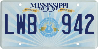 MS license plate LWB942