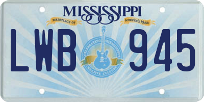 MS license plate LWB945