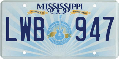 MS license plate LWB947