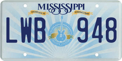 MS license plate LWB948