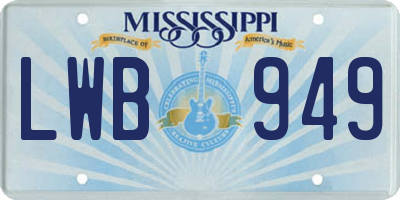 MS license plate LWB949
