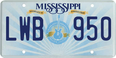 MS license plate LWB950