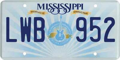 MS license plate LWB952