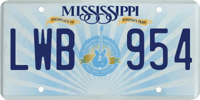MS license plate LWB954