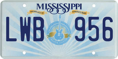 MS license plate LWB956