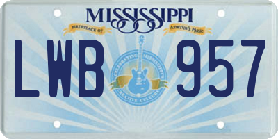 MS license plate LWB957