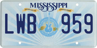 MS license plate LWB959