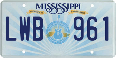 MS license plate LWB961