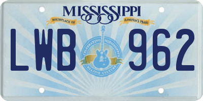 MS license plate LWB962