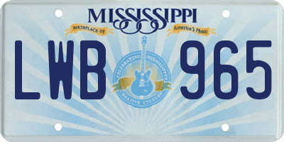 MS license plate LWB965