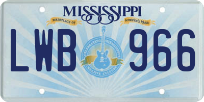 MS license plate LWB966