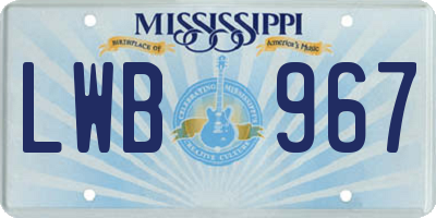 MS license plate LWB967