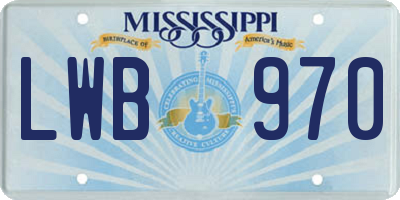 MS license plate LWB970