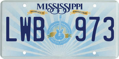 MS license plate LWB973