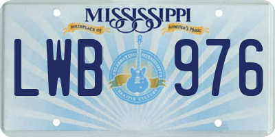 MS license plate LWB976