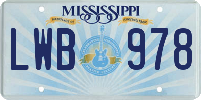MS license plate LWB978
