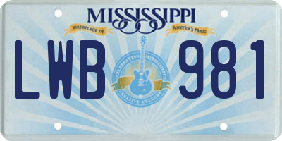 MS license plate LWB981