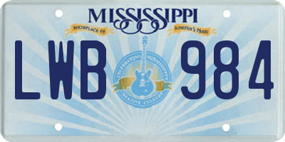 MS license plate LWB984