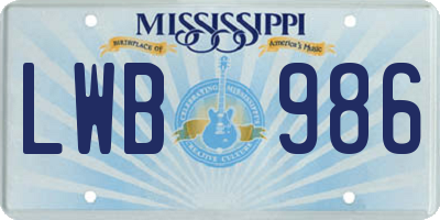 MS license plate LWB986