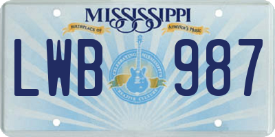 MS license plate LWB987