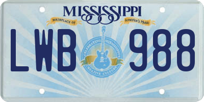 MS license plate LWB988
