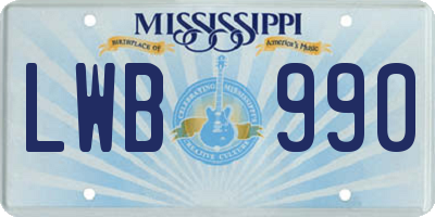 MS license plate LWB990