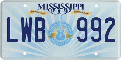 MS license plate LWB992