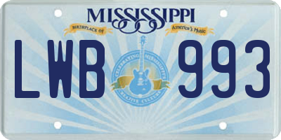 MS license plate LWB993