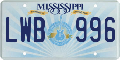 MS license plate LWB996