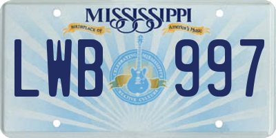 MS license plate LWB997