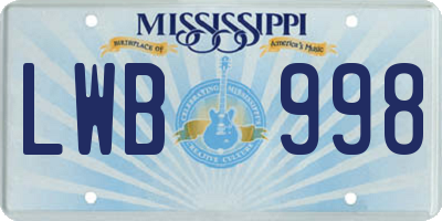 MS license plate LWB998