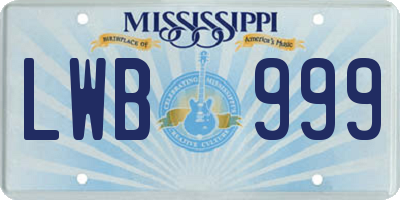 MS license plate LWB999