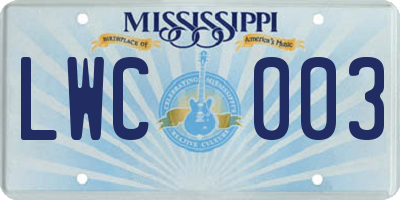 MS license plate LWC003