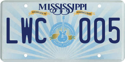 MS license plate LWC005