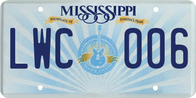 MS license plate LWC006