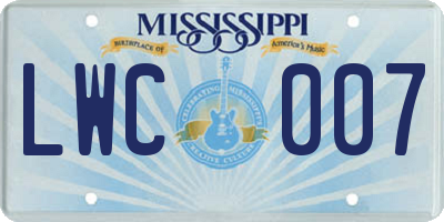 MS license plate LWC007