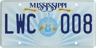 MS license plate LWC008