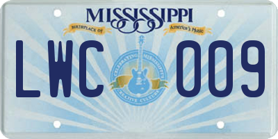 MS license plate LWC009