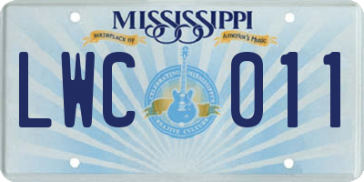 MS license plate LWC011
