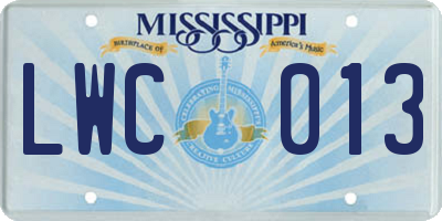 MS license plate LWC013