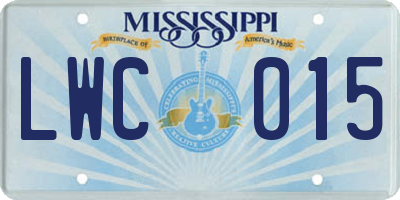 MS license plate LWC015