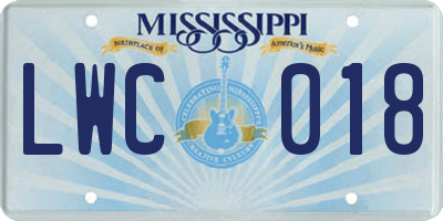 MS license plate LWC018
