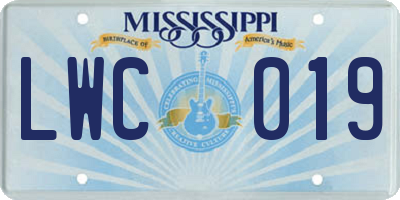 MS license plate LWC019