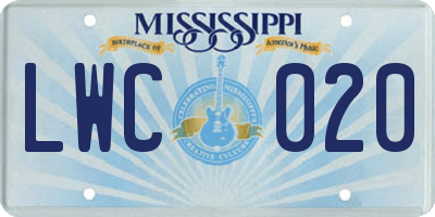 MS license plate LWC020