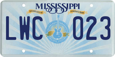 MS license plate LWC023