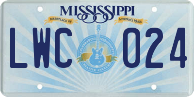 MS license plate LWC024