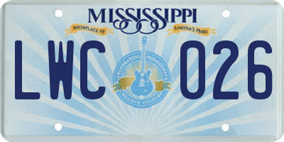 MS license plate LWC026