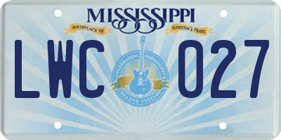 MS license plate LWC027