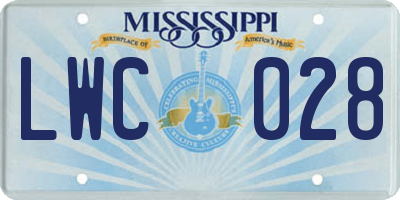 MS license plate LWC028